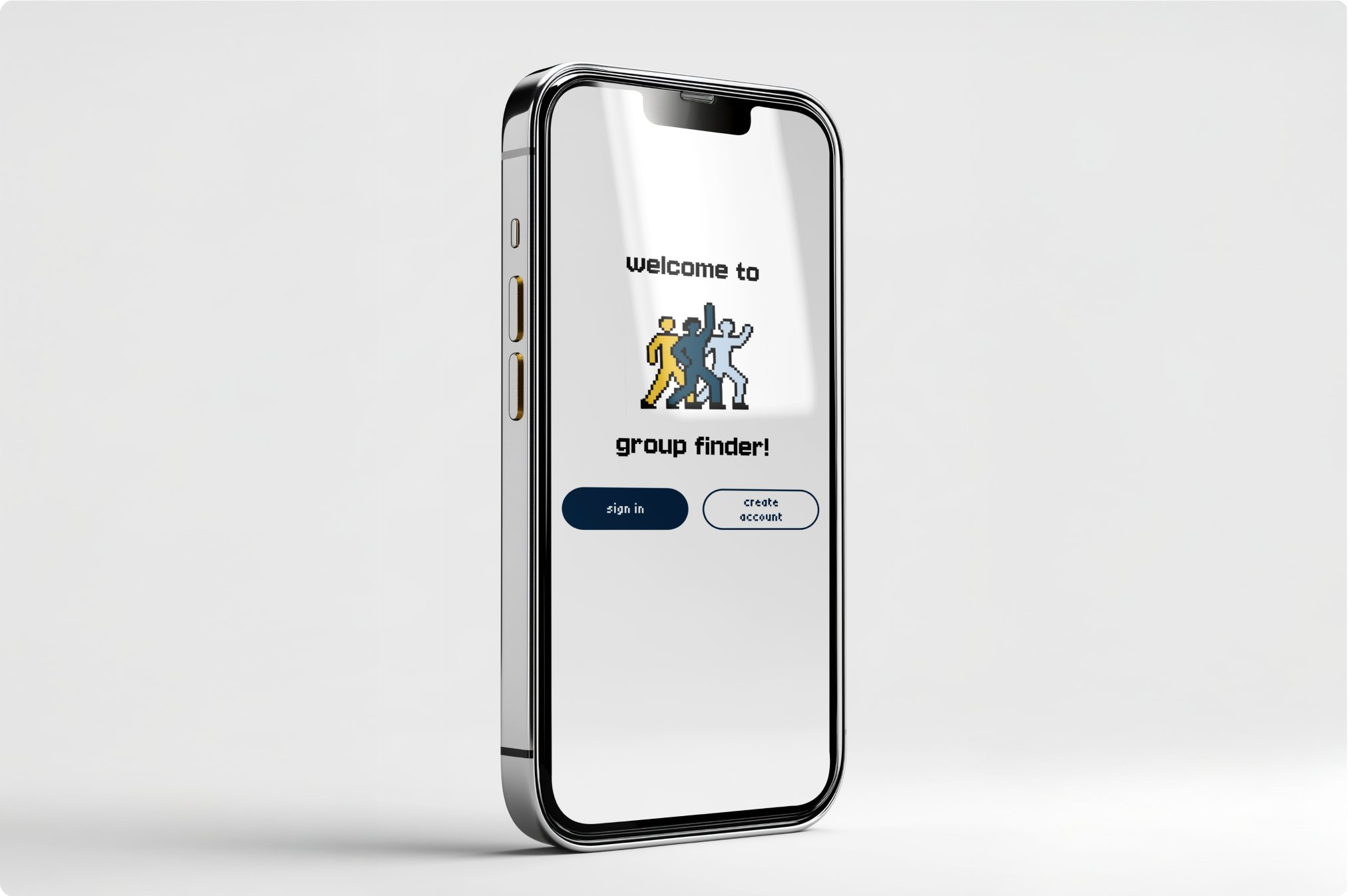Group Finder app mockup on phone